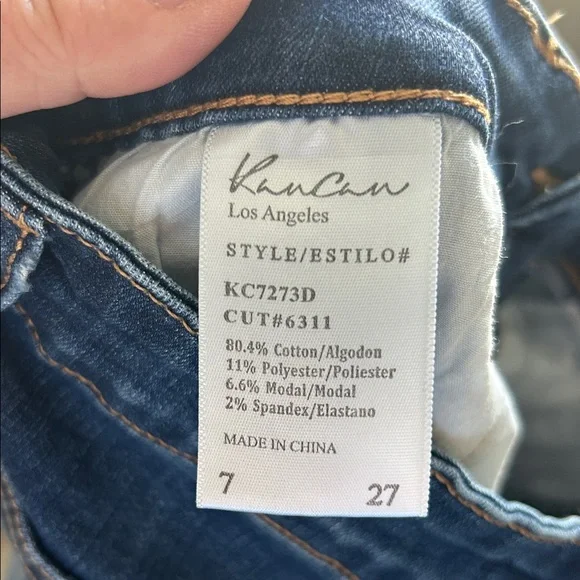 KanCan Dark Blue high waited button fly Raw Hem Jeans Size 27 - Picture 6 of 6